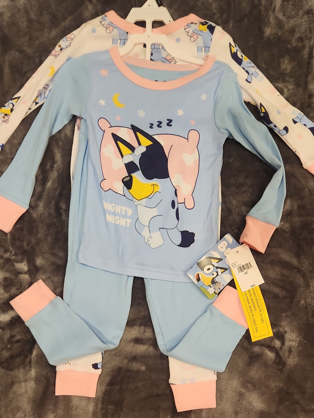 Kids 4 Piece Set Light Blue & Pink Sleepy Puppy Pajama Set